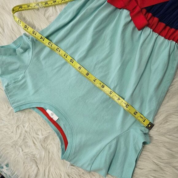 HANNA ANDEAndersson 150 Aqua Blue Tulle Skirt Dress Girls Size 12 Red Bow - Picture 10 of 11